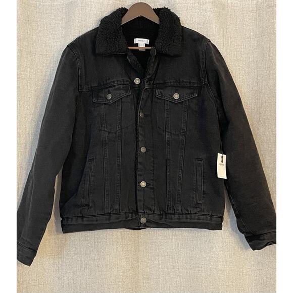 NEW Forever 21 Denim Jean Trucker Jacket Sz L Sherpa Lined Grunge PNW Biker Punk - Picture 1 of 4